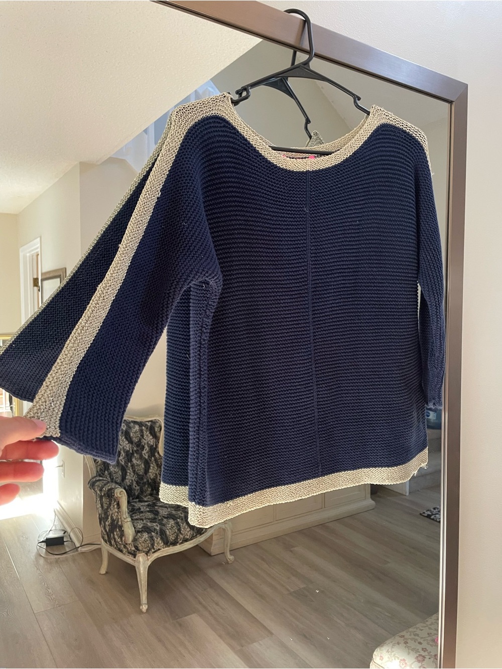 Lilly Pulitzer Navy and Cream Knit Scoopneck Sweater